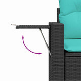 7 Piece Garden Sofa Set with Cushions Black Poly Rattan Acacia 3326418
