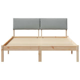 Bed frame Brown and light grey 150 x 200 cm Solid pine wood 878529