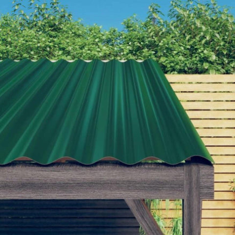 ZNTS Roof Panels 12 pcs Powder-coated Steel Green 100x36 cm 319142