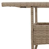 Garden Table with Glass Top Beige 80x80x75 cm Poly Rattan 365523