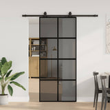 Sliding Door with Hardware Set Black 90x205 cm Tempered Glass 3375836