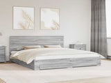 Bed Frame with Drawer Grey Sonoma 200 x 200 cm Engineered Wood 3411942