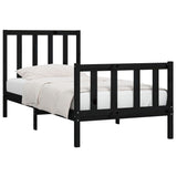 Bed Frame without Mattress Black 75x190 cm Small Single Solid Wood 3105189