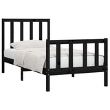 Bed Frame without Mattress Black 100x200 cm Solid Wood 3106827