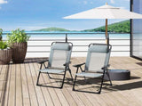 Set of 2 Portable Folding Recliner Outdoor Patio Adjustable Backrest, Grey T3398P323831