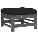Garden Footstool with Cushion Grey Solid Wood Pine 825669