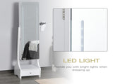 Jewellery Cabinet, Full Length Mirror with Storage, Free Standing Mirror with LED Lights, Hooks, T3398P340957