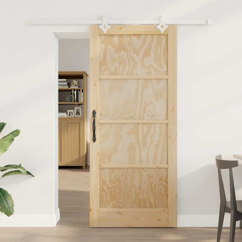 Sliding Door Manual Natural and white 86 x 198.5 cm 3333566