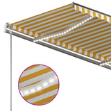 Manual Retractable Awning with LED 350x250 cm Yellow and White 3069723