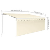 Manual Awning 3 x 2.5 m Cream 100% Polyester 3069257