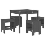 5 Piece Garden Dining Set Grey Solid Wood Pine 3157711