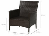 2 Pieces Outdoor PE Rattan Dining Chairs Set with Cushion, Garden Armchair with Armrests, High T3398P320070