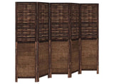 Room Divider 5 Panels Dark Brown Solid Wood Paulownia 358711