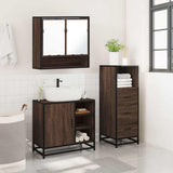 3 Piece Bathroom Furniture Set Brown Oak Engineered Wood 3301059