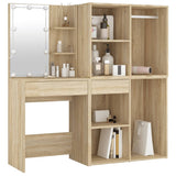 LED Dressing Table with 2 Cabinets Sonoma Oak Engineered Wood 3082029