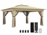 3 x 3 Pop Up Gazebo Party Tent with Solar-Powered LED Lights, Adjustable Event Shelter with T3398P323857