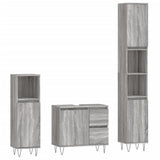 3 Piece Bathroom Furniture Set Grey Sonoma Engineered Wood 3190227