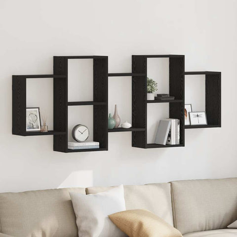 ZNTS Wall Shelf Black Oak 159x18x65 cm Engineered Wood 868064
