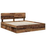 Bed Frame with Headboard Old Wood 200 x 200 cm Solid Pine Wood 3412040