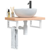 Basin Shelf Wall Mounted Steel and Solid Wood Beech 3302360