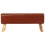 Gym Bok Bench Brown 110 cm Real Leather and Solid Wood Mango 351102