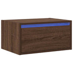 ZNTS Wall-mounted Bedside Cabinet with LED Lights Brown Oak 860223