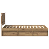 Bed Frame Artisian Oak 90 x 200 cm Solid Pine Wood 3410143