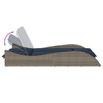 Sun Lounger with Cushions Grey 114x205x73 cm Poly Rattan 368293