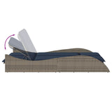 Sun Lounger with Cushions Grey 114x205x73 cm Poly Rattan 368293