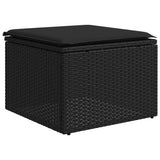 2 Piece Garden Sofa Set with Cushions Black Poly Rattan Acacia 3328658