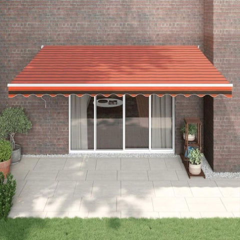 Retractable Awning Orange and Brown 4.5x3 m Fabric and Aluminium 3154444
