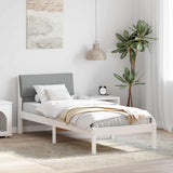 Bed frame White and light grey 75 x 190 cm Solid pine wood 878583