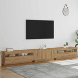 TV Cabinet with LED Lights Artisan Oak 300x35x40 cm Engineered Wood 3329170