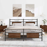 Metal Bed Frame without Mattress Brown Oak 183x213 cm 3325104
