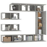 TV Cabinet Set 7 Piece Concrete Grey Engineered Wood Wall Mounted 3114561