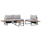Garden Dining Set 3 pcs Light grey Steel 3335892