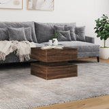 ZNTS Coffee Table with LED Lights Brown Oak 50x50x40 cm 839860