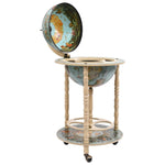 ZNTS Globe Bar Wine Stand Eucalyptus Wood Blue 320906