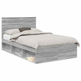 Bed Frame with Drawer Grey Sonoma 120 x 190 cm Solid Pine Wood 3409377