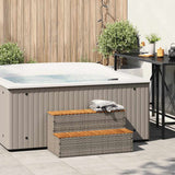 Hot Tub Step Grey 100x50x50,5 cm Poly Rattan and Solid Acacia 4103945