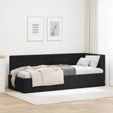 Corner Bed Frame with Headboard Black 80 cm x 200 cm Velvet 42016373