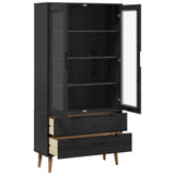 Glass Display Cabinet Black 90 x 35 x 175 cm 42020945