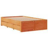 Bed Frame without Mattress with Drawers Wax Brown 135x190 cm Double Solid Wood Pine 3308821