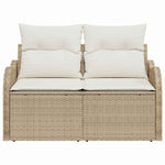 Garden Sofa with Cushion Beige 121 x 62 x 69cm Poly Rattan 42006726