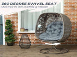 Swivel Egg Chair with Cushions, Foldable Basket Seat and Metal Frame, Indoor Outdoor Lounge Chair T3398P322185