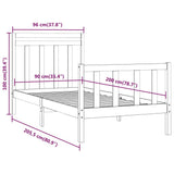 Bed Frame without Mattress Solid Wood Pine 90x200 cm 3107013