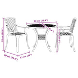 Bistro Set White Cast aluminium Medium Durable Bistro Set 3216332