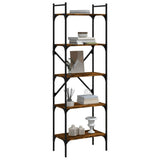 Bookcase 5-Tier Smoked Oak 56x31.5x174 cm Engineered Wood 833345