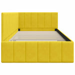 Corner Bed Frame with Headboard Yellow 90 x 200 cm Velvet 42016313