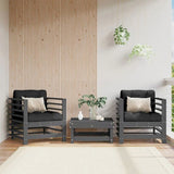 Garden Chairs with Cushions 2 pcs Grey Solid Wood Pine 825676